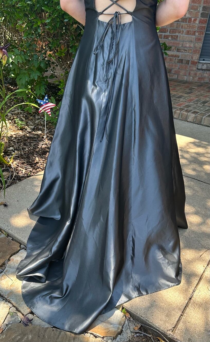 Windsor Womens Steel Gray Metalic Backless Evening Gown/Prom Dress - Sz 7/8